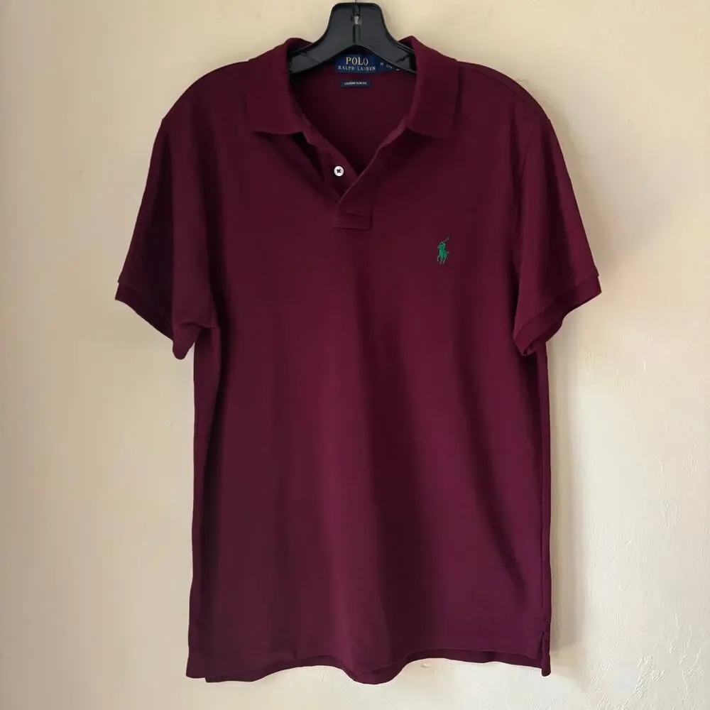 Ralph Lauren Men's Burgundy Polo with Green Pony